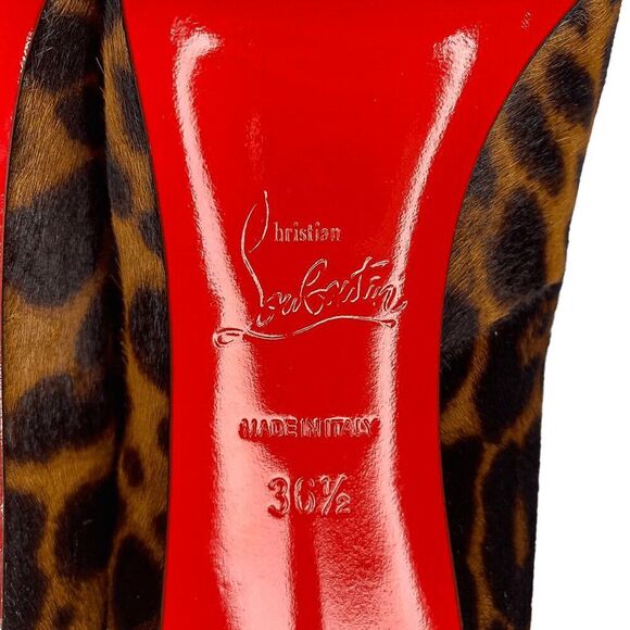 Christian Louboutin Booton 85 Boots EU 36.5 Calf Hair Brown Animal Print Heels - Picture 10 of 11